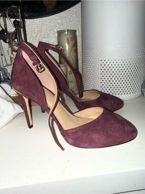 Michael Kors Plum Suede Ankle-Strap Pointed Heels
